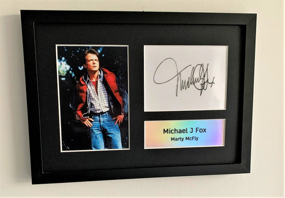 Michael J Fox as Marty McFly A4 Autographed Display