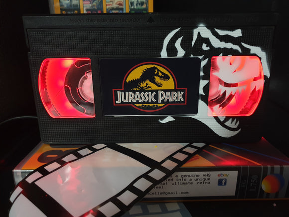 Jurassic Park Retro VHS Lamp with Art Work