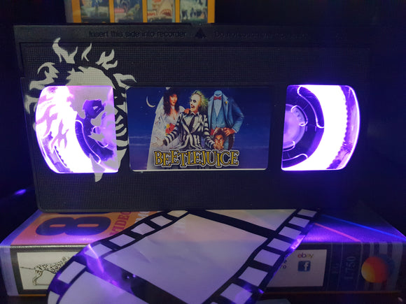 Beetlejuice Retro VHS Lamp With Art Work
